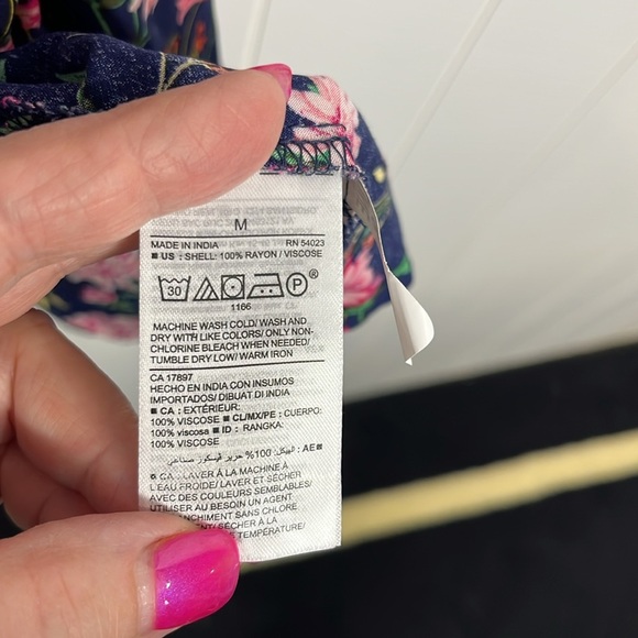 Old navy Womens Dress M Navy Pink Floral Button Keyhole Sleeveless Pullover EUC - Picture 7 of 12